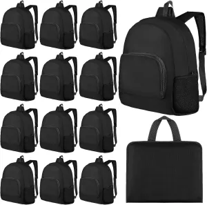 Reginary 24 Pcs Backpack 17" Backpacks Foldable Lightweight Bookbags Student Outdoor Travel School Book Bag with Storage Bag (Black)