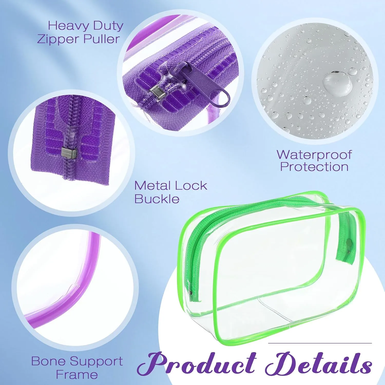 Reginary 25 Pcs Clear Makeup Bags Bulk Cosmetic Bags with Zipper Travel Toiletry Bags Waterproof Portable Transparent Zippered Pouches for Women Men Travel Bathroom Business (Bright Color)
