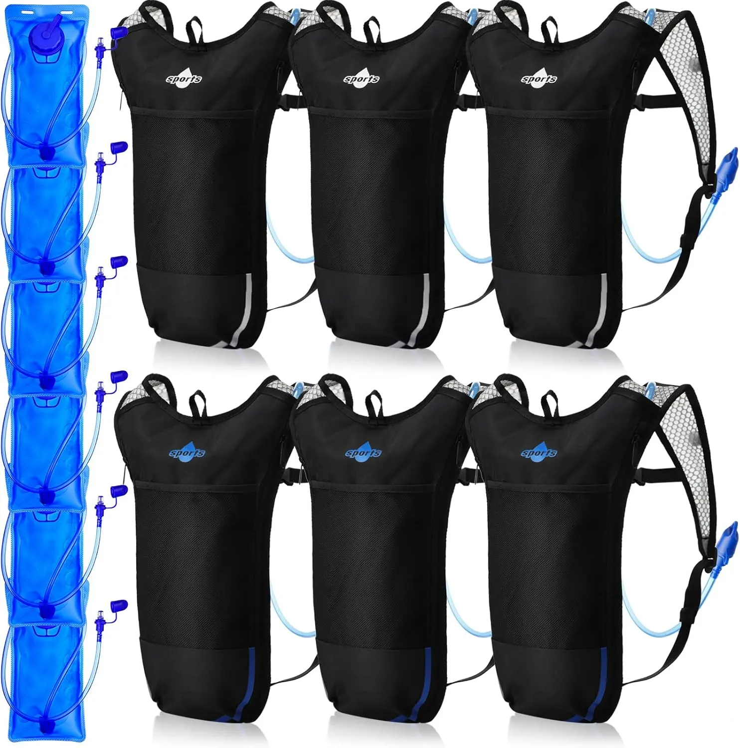 Reginary 6 Pack Hydration Backpack Set with 2l Water Bladder, Lightweight Water Backpack Outdoor for Hiking Hydration Pack with Water Bladder for Adults Running Cycling Biking