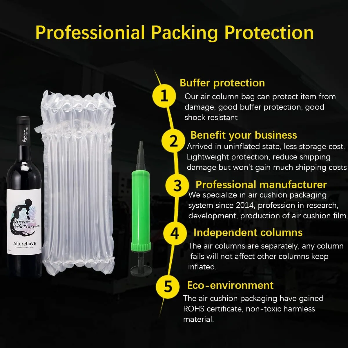 REISSHO Wine Bottle Protector - 50 Pack Inflatable Wine Bags for Travel with Free Pump