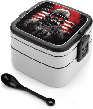 Remember Everyone Deployed Military R.E.D Funny Lunch Box Double Layer Container Meal Prep for Adult Work Picnic Camping Dining Out
