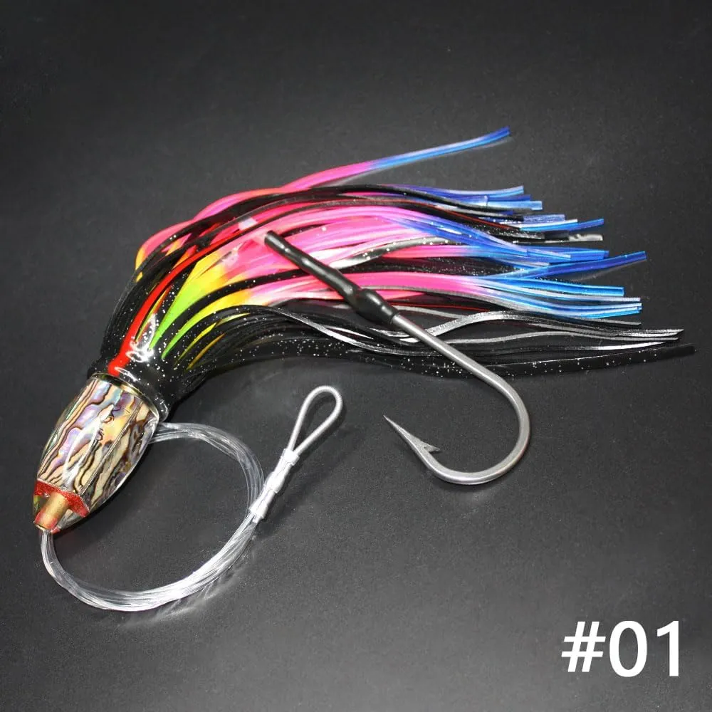 Resin Trolling Lures 9" 4 oz Deep Sea Lure for Marlin Tuna Mahi Mahi Wahoo Sailfish Saltwater Offshore Big Game Trolling Lures Skirted Fishing Lures Included Mesh Bag
