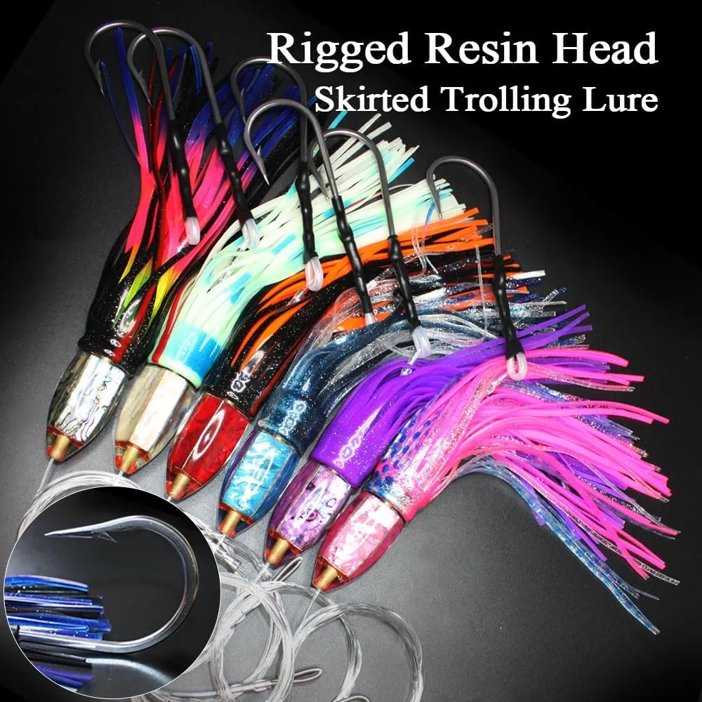 Resin Trolling Lures 9" 4 oz Deep Sea Lure for Marlin Tuna Mahi Mahi Wahoo Sailfish Saltwater Offshore Big Game Trolling Lures Skirted Fishing Lures Included Mesh Bag