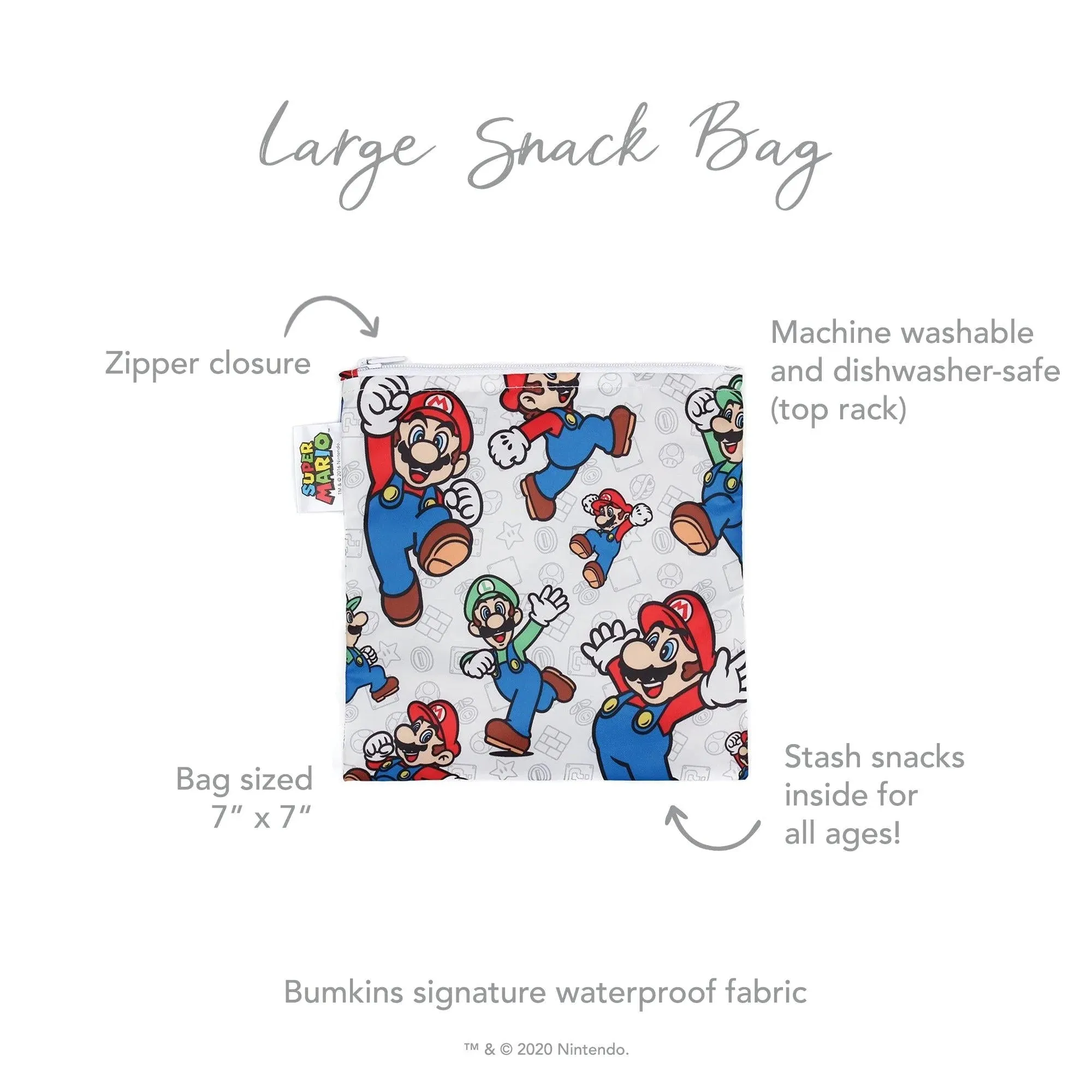 Reusable Snack Bag, Large: Super Mario™ & Luigi