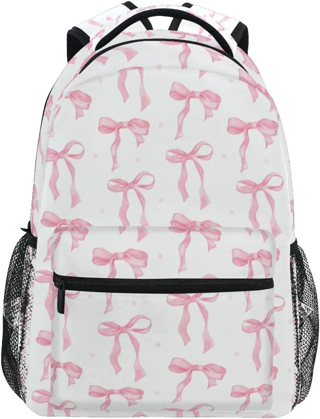 Ribbon Bow Pattern Watercolor Boys Girls Kids School Backpacks Bookbag, Elementary School Bag Travel Backpack Daypack