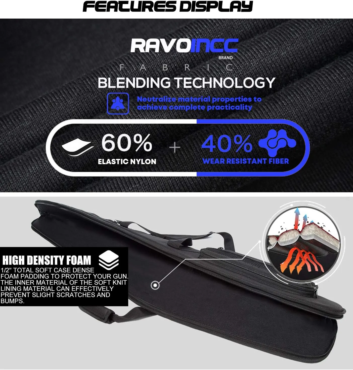Rifle Case Soft Shotgun Cases - Water Resistant Gun Carry Bag for Scoped Rifles with 3 Accessory Pockets Adjustable Shoulder Strap Available Length in 46 52 Inch