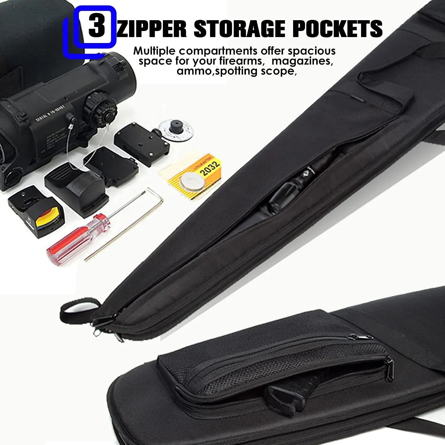 Rifle Case Soft Shotgun Cases - Water Resistant Gun Carry Bag for Scoped Rifles with 3 Accessory Pockets Adjustable Shoulder Strap Available Length in 46 52 Inch