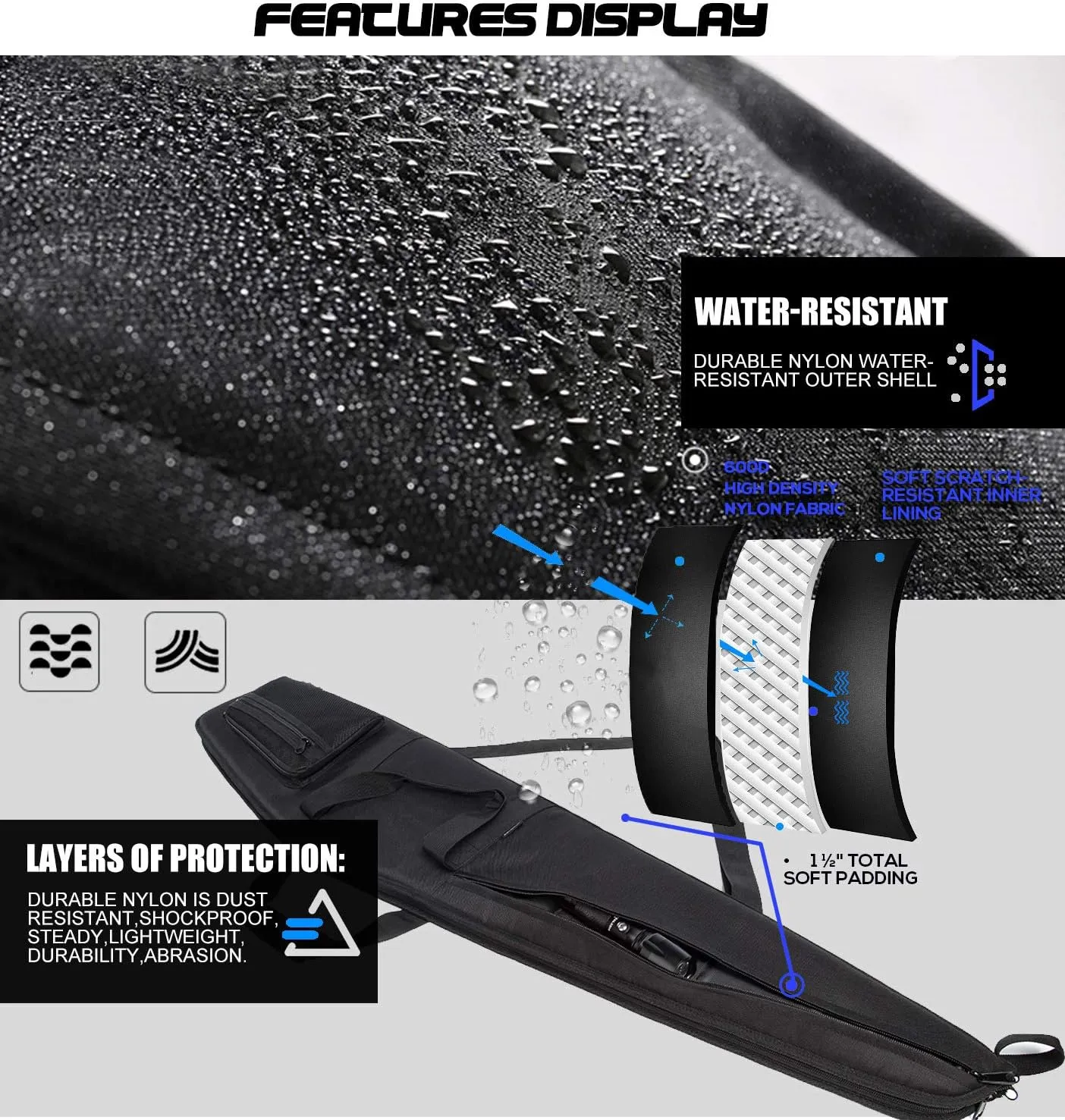 Rifle Case Soft Shotgun Cases - Water Resistant Gun Carry Bag for Scoped Rifles with 3 Accessory Pockets Adjustable Shoulder Strap Available Length in 46 52 Inch