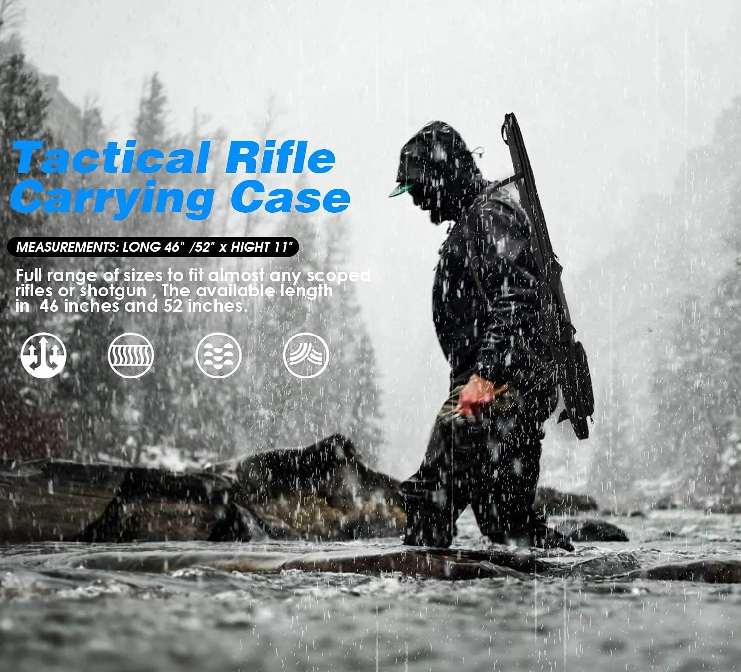 Rifle Case Soft Shotgun Cases - Water Resistant Gun Carry Bag for Scoped Rifles with 3 Accessory Pockets Adjustable Shoulder Strap Available Length in 46 52 Inch