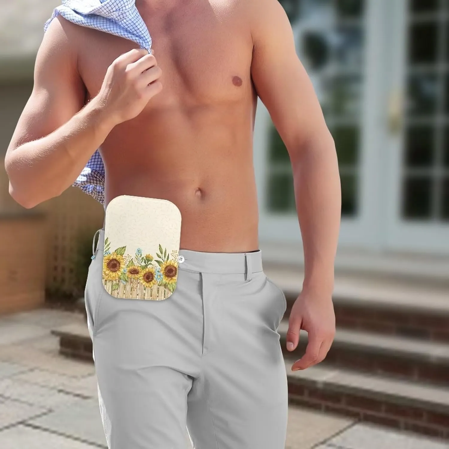 Rnyleeg 4-Piece Ostomy Pouch Covers for Women Sunflower Colostomy Supplies for Home Work Travel Portable Ostomy Bag Accessories