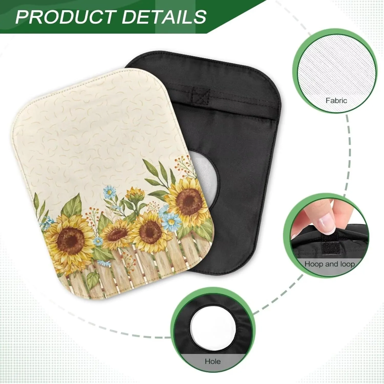 Rnyleeg 4-Piece Ostomy Pouch Covers for Women Sunflower Colostomy Supplies for Home Work Travel Portable Ostomy Bag Accessories