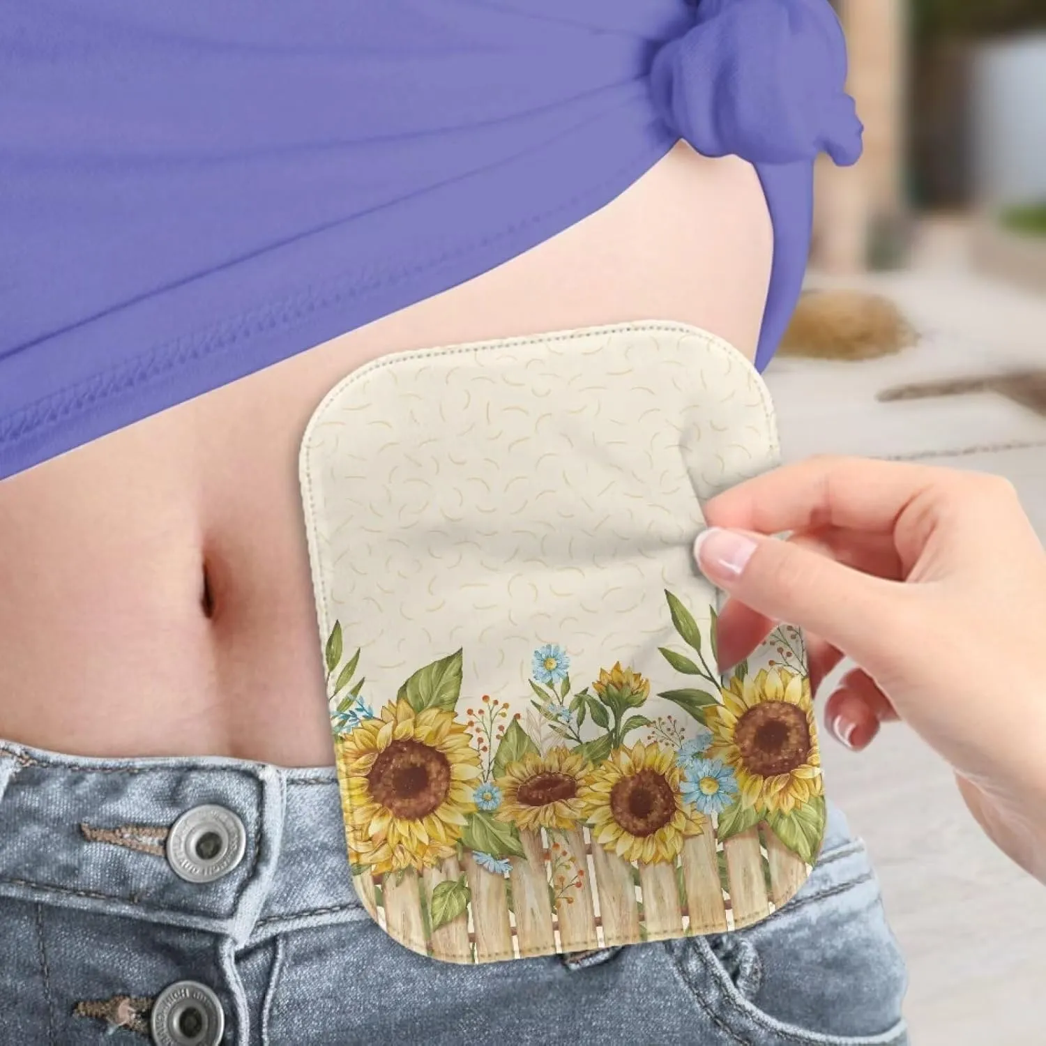 Rnyleeg 4-Piece Ostomy Pouch Covers for Women Sunflower Colostomy Supplies for Home Work Travel Portable Ostomy Bag Accessories