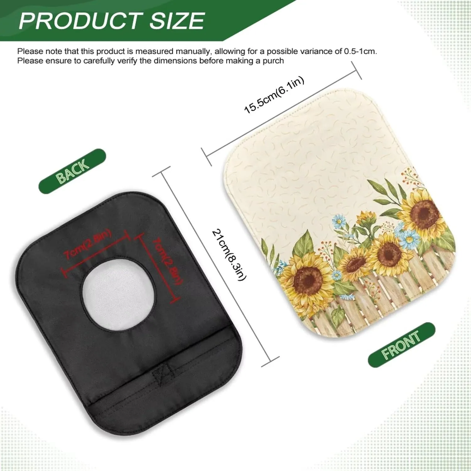 Rnyleeg 4-Piece Ostomy Pouch Covers for Women Sunflower Colostomy Supplies for Home Work Travel Portable Ostomy Bag Accessories