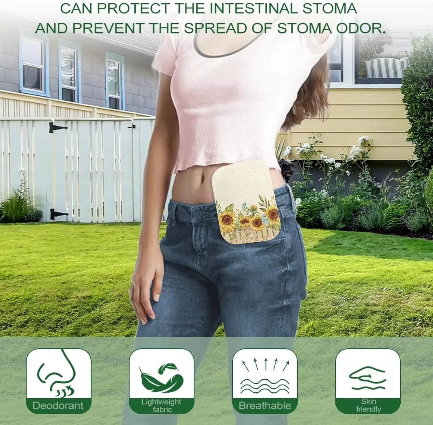 Rnyleeg 4-Piece Ostomy Pouch Covers for Women Sunflower Colostomy Supplies for Home Work Travel Portable Ostomy Bag Accessories
