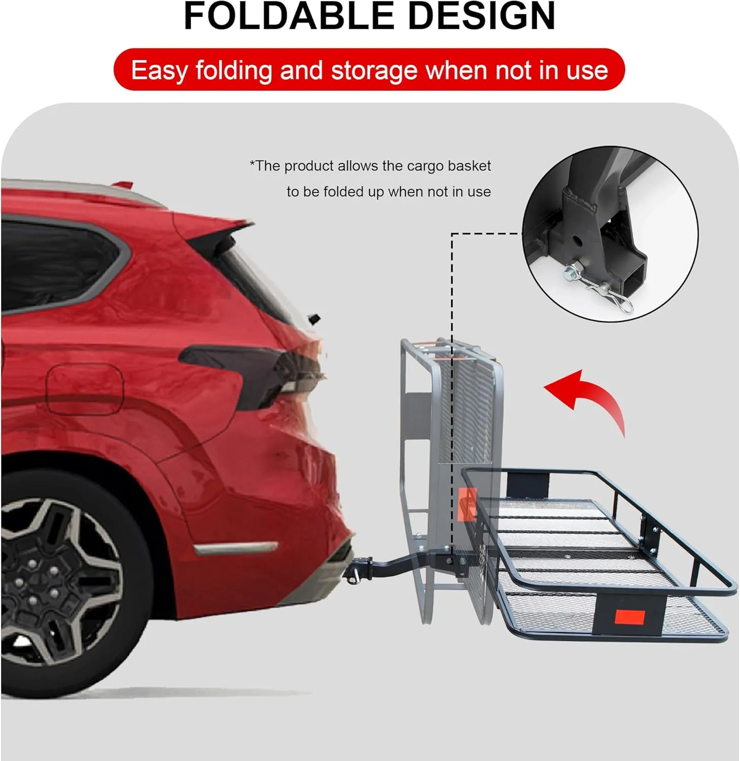 Rockland Steel Folding Hitch Mount Cargo Carrier, 60" x 24" x 6", 500 LBS Capacity, Heavy Duty Trailer Hitch Cargo Carrier, Foldable Hitch Rack Basket, Fits 2" Receiver for Cars SUVs Vans Trailers