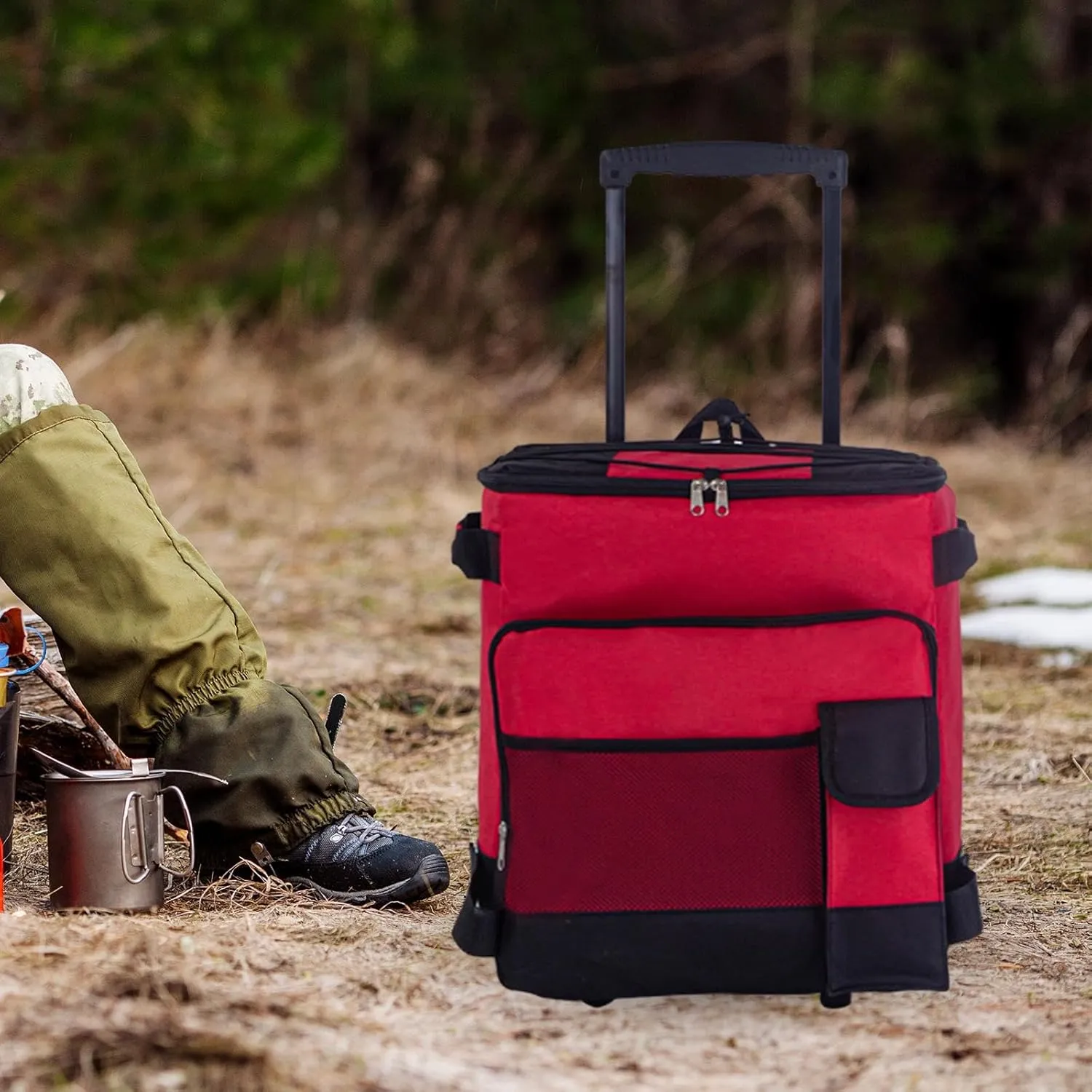 Rolling Cooler Bag, Cooler Bag with Wheels and Handle, Oxford Rolling Cooler Bag for The Park