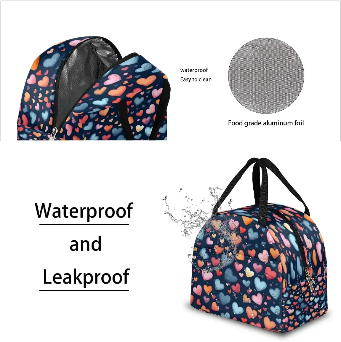 Romance Art Design Lunch Tote Bag Reusable Insulated Bags Waterproof Adult Portable Meal Cooler Pack for Women Men Picnic Office Work Travel