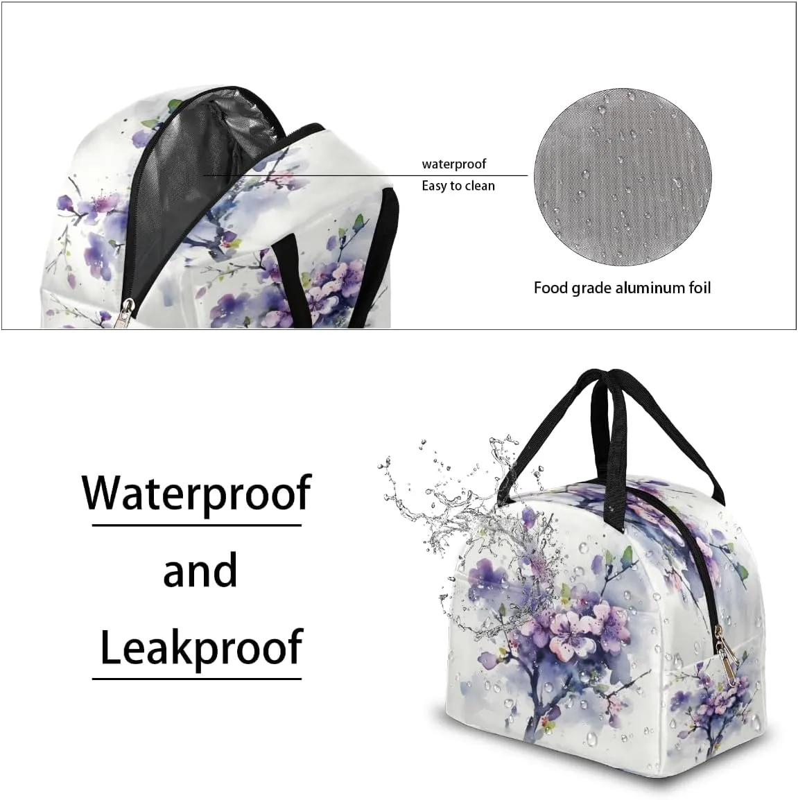 Romance Art Pattern Lunch Tote Bag Reusable Insulated Bags Waterproof Adult Portable Meal Cooler Pack for Women Men Picnic Office Work Travel