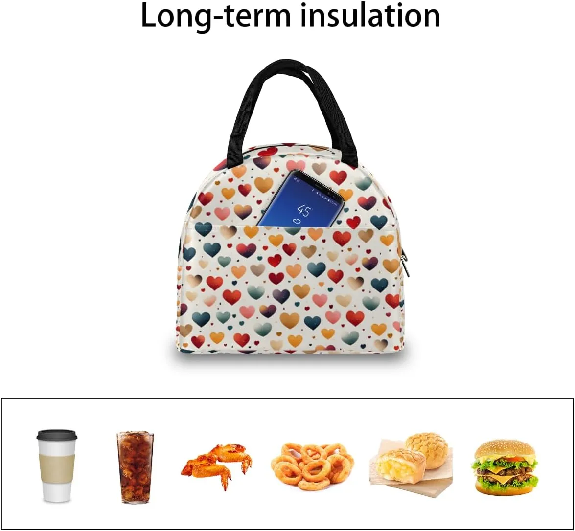 Romance Decor Pattern Lunch Tote Bag Reusable Insulated Bags Waterproof Adult Portable Meal Cooler Pack for Women Men Picnic Office Work Travel