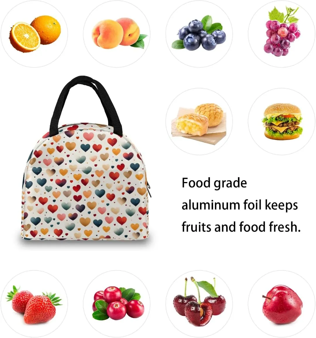 Romance Decor Pattern Lunch Tote Bag Reusable Insulated Bags Waterproof Adult Portable Meal Cooler Pack for Women Men Picnic Office Work Travel