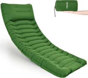 ropoda Upgraded Extra Thickness 6'' Inflatable Sleeping Pad with Pillow, Built-in Foot Pump, 77''*27'' Camping Pad with Carry Bag, Ultralight & Compact Camping Mat Pad for Hiking, Green