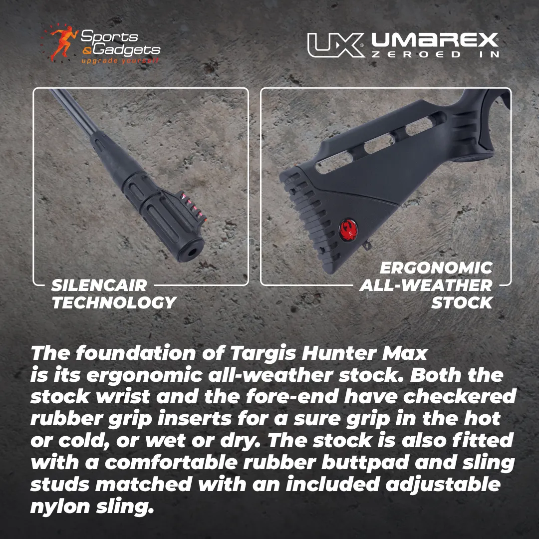 Rugеr Targis Hunter Max .22 Combo (3-9x32 Scope) Gas Piston Break Barrel AirRifle AirGun with Wearable4U 250x Pellets and 100x Targets Bundle