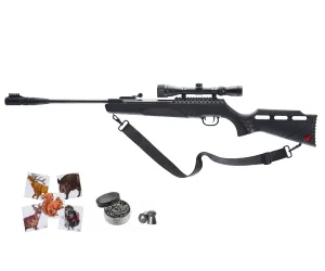 Rugеr Targis Hunter Max .22 Combo (3-9x32 Scope) Gas Piston Break Barrel AirRifle AirGun with Wearable4U 250x Pellets and 100x Targets Bundle
