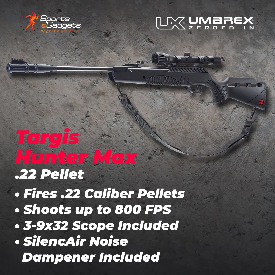 Rugеr Targis Hunter Max .22 Combo (3-9x32 Scope) Gas Piston Break Barrel AirRifle AirGun with Wearable4U 250x Pellets and 100x Targets Bundle