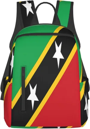 Saint Kitts Nevis Flag Casual Laptop Backpack Travel Rucksack Sports Daypack Adjustable Strap Bags with Multi-Pockets for Working Running Camping