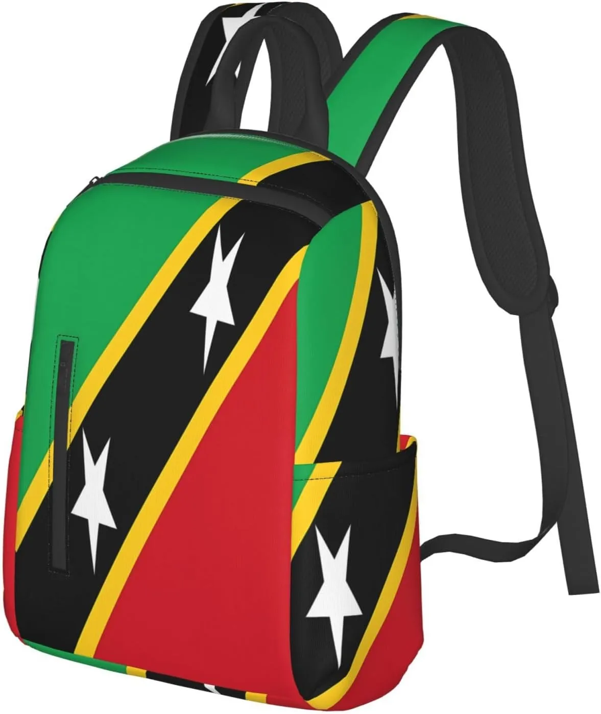 Saint Kitts Nevis Flag Casual Laptop Backpack Travel Rucksack Sports Daypack Adjustable Strap Bags with Multi-Pockets for Working Running Camping