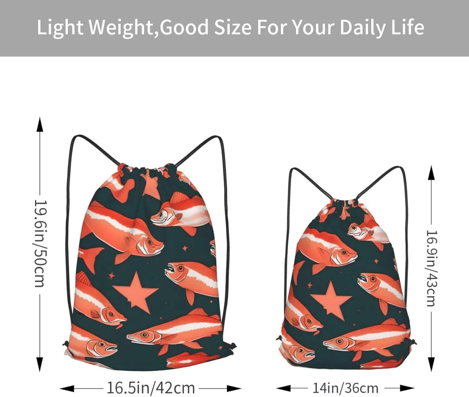 Salmon Drawstring Backpacks Polyester Bag For Yoga Meditation Fitness