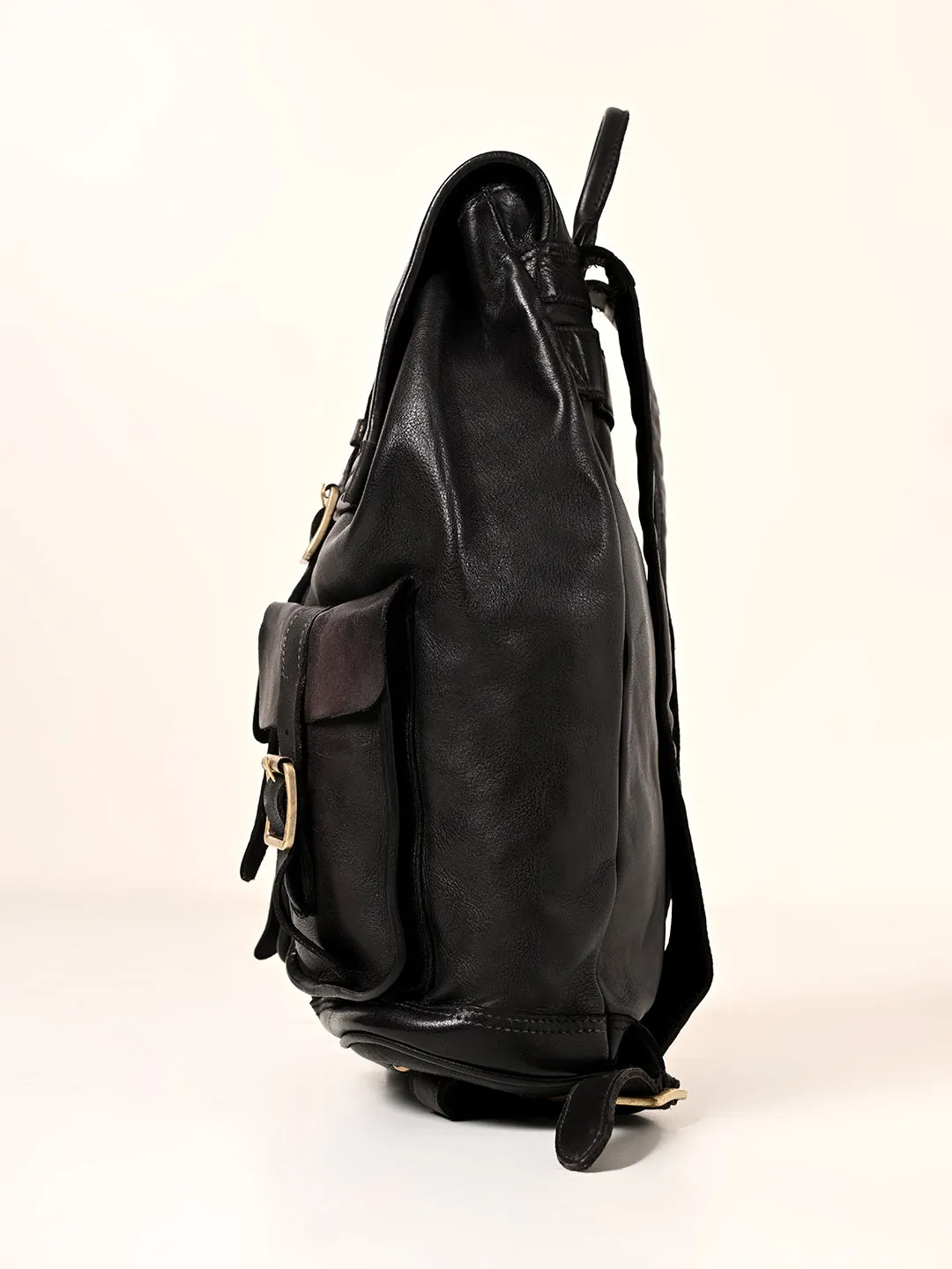 Samba : Real Leather Black Backpack by art n vintage