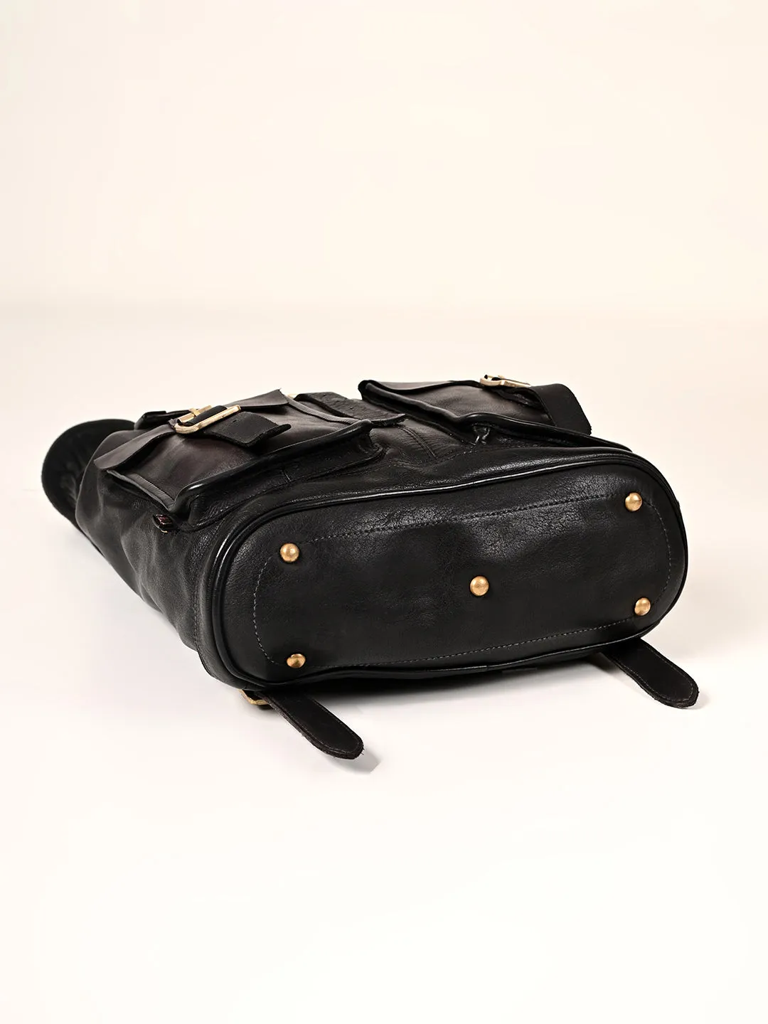 Samba : Real Leather Black Backpack by art n vintage