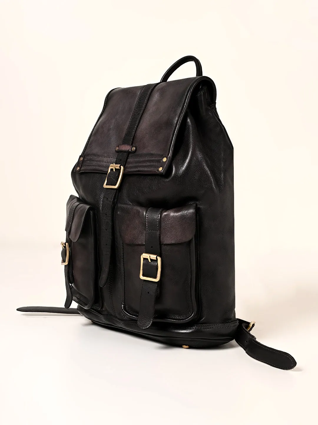 Samba : Real Leather Black Backpack by art n vintage