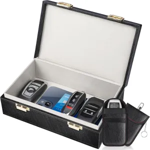Samfolk Faraday Box & 2 Pack Faraday Bag, Faraday Cage Key Fob Protector, Signal Blocking Box Faraday Key Fob Protector Anti Theft Faraday Pouch for Car Keys Keyless Entry Car Key Protector