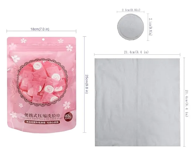 Sanrich Disposable Wash Towels Compressed Camping Towels Tablets Bath Cleaning Towel Napkin Tissue for Trip Home Outdoor (100pcs)
