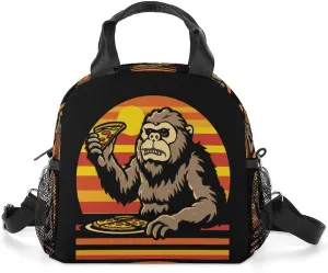 Sasquatch And Pizza! Funny Eating Bigfoot Lunch Bag Insulated Lunch Box Lunch Tote Bag Lunch Organizer Lunch Holder Handbag for Women Men