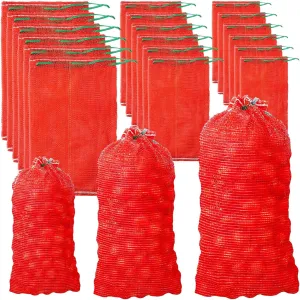 SATINIOR 60 Pcs Mesh Onion Bags Onion Vegetable Storage Bags 32'' x 20'', 24'' x 14', ' 18'' x 11'' Fresh Produce Storage Bags Garden Vegetable Fruit Produce Storage Supplies
