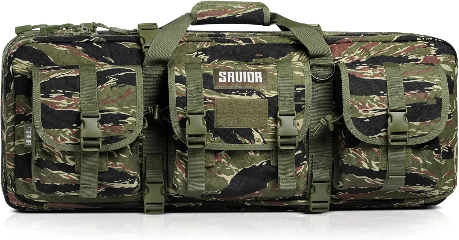Savior Equipment American Classic Shorty Tactical Double Short Gun Case Pistol Bag, Spacious Front Pockets, Padded Shoulder Strap Included