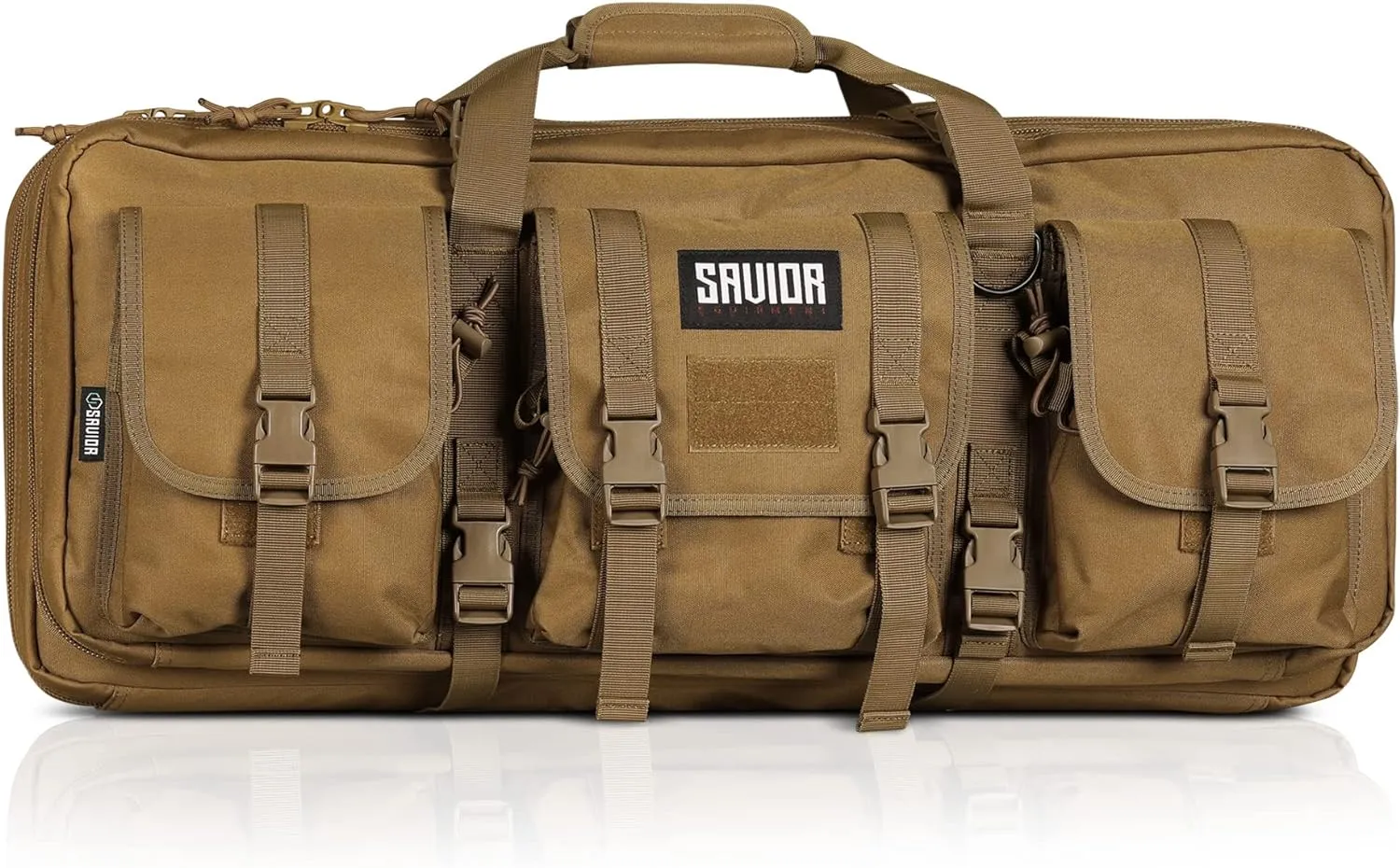 Savior Equipment American Classic Shorty Tactical Double Short Gun Case Pistol Bag, Spacious Front Pockets, Padded Shoulder Strap Included