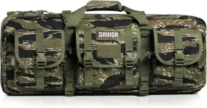 Savior Equipment American Classic Shorty Tactical Double Short Gun Case Pistol Bag, Spacious Front Pockets, Padded Shoulder Strap Included