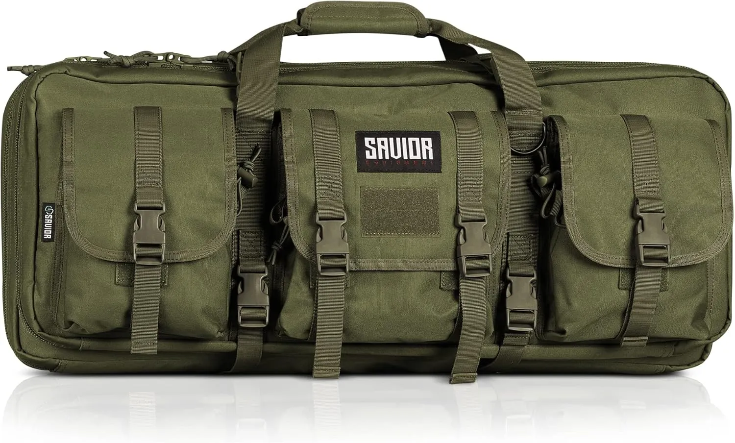Savior Equipment American Classic Shorty Tactical Double Short Gun Case Pistol Bag, Spacious Front Pockets, Padded Shoulder Strap Included