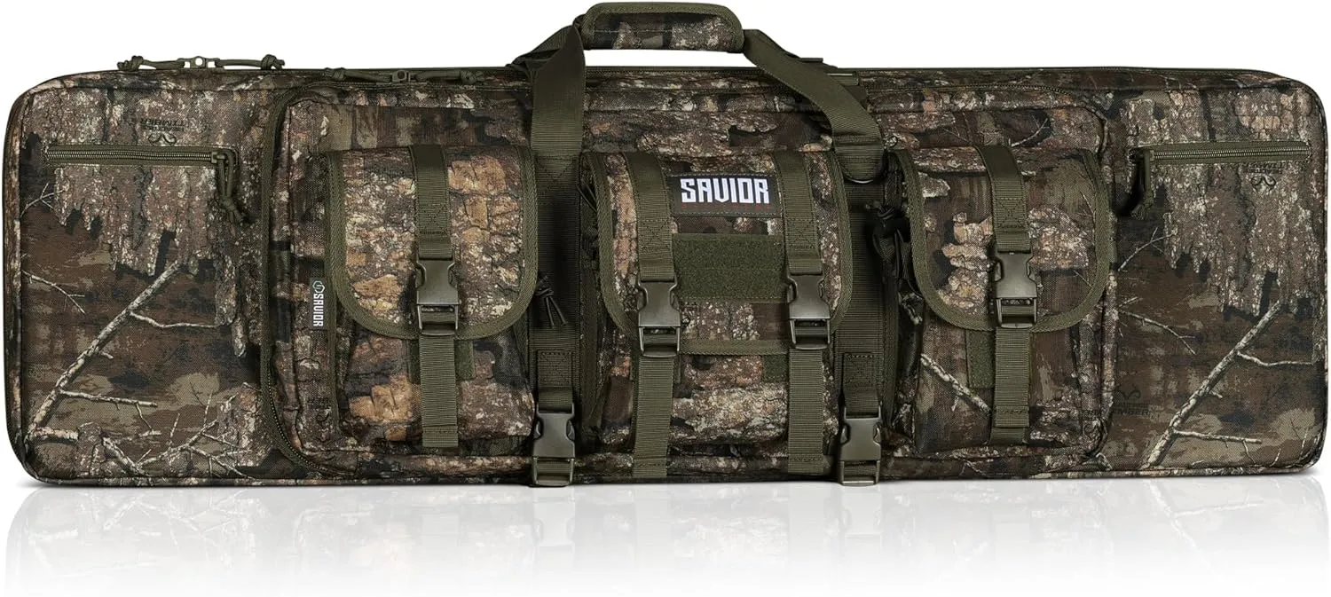 Savior Equipment American Classic Tactical Double Long Gun Bag Pistol Transportation Case w/Backpack Strap, Lockable Compartment, Available Length in 36" 42" 46" 51" 55"