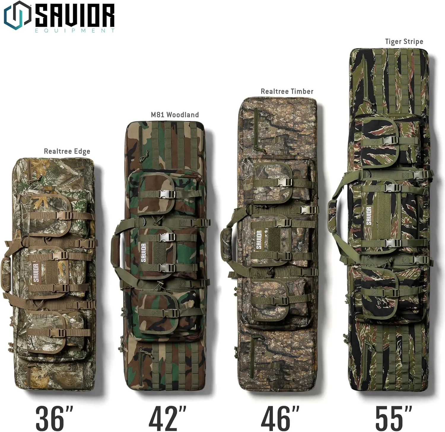 Savior Equipment American Classic Tactical Double Long Gun Bag Pistol Transportation Case w/Backpack Strap, Lockable Compartment, Available Length in 36" 42" 46" 51" 55"
