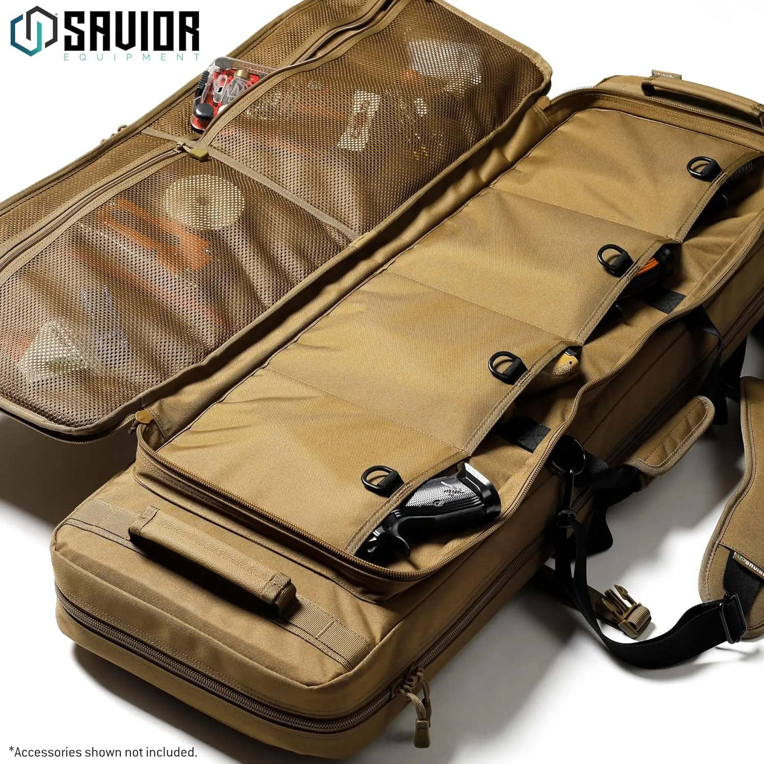 Savior Equipment Specialist Series Tactical Double Long Gun Bag Case Backpack 4 Pistol Handgun Storage, Lockable Zippers, Padded Drag Handles, w/Adjustable Shoulder Strap