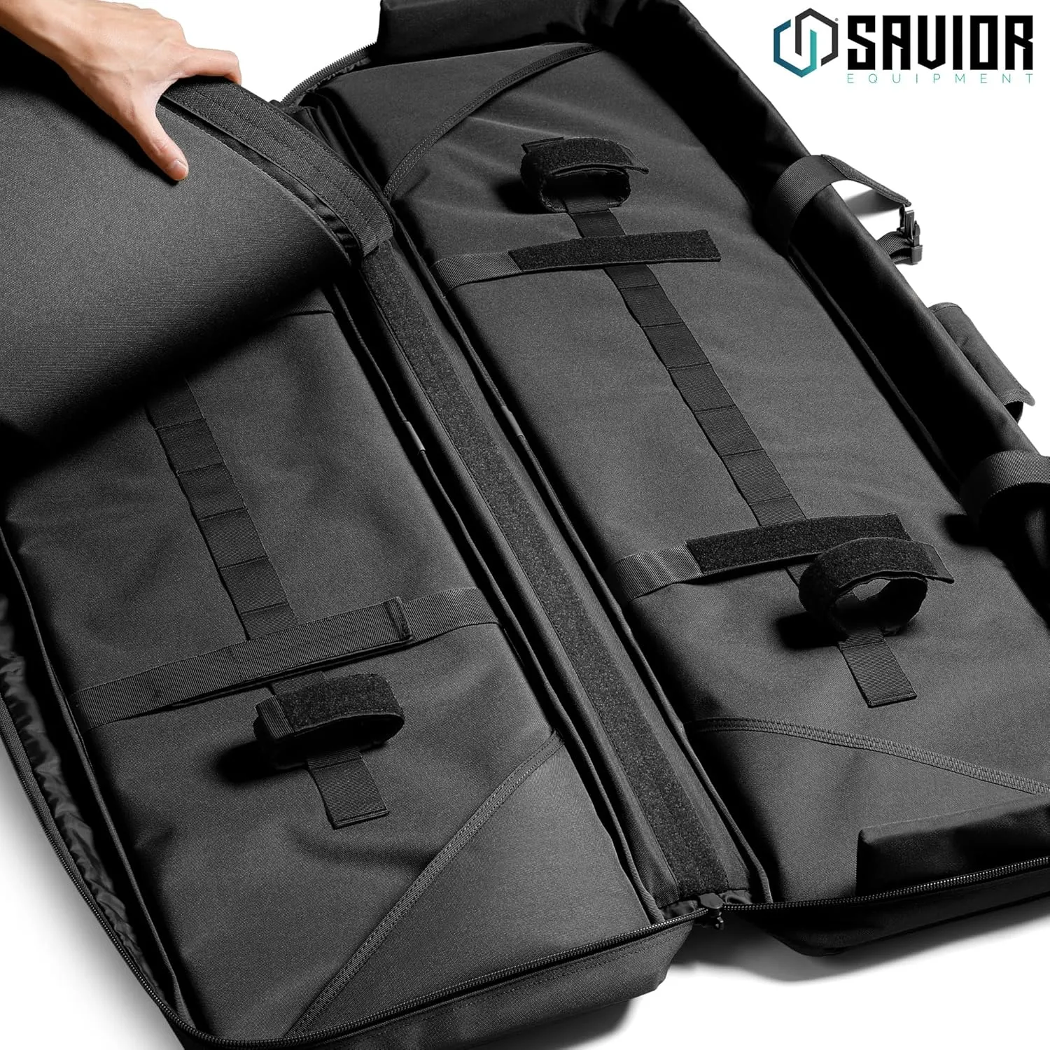 Savior Equipment Specialist Series Tactical Double Long Gun Bag Case Backpack 4 Pistol Handgun Storage, Lockable Zippers, Padded Drag Handles, w/Adjustable Shoulder Strap