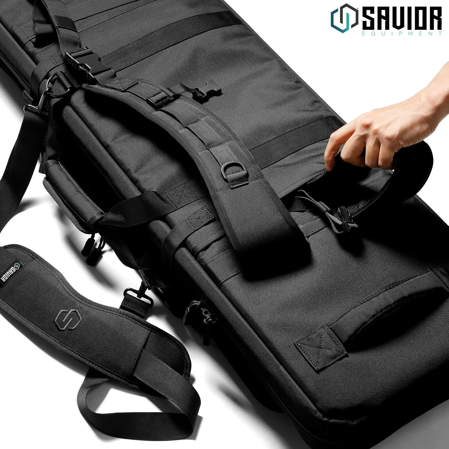 Savior Equipment Specialist Series Tactical Double Long Gun Bag Case Backpack 4 Pistol Handgun Storage, Lockable Zippers, Padded Drag Handles, w/Adjustable Shoulder Strap
