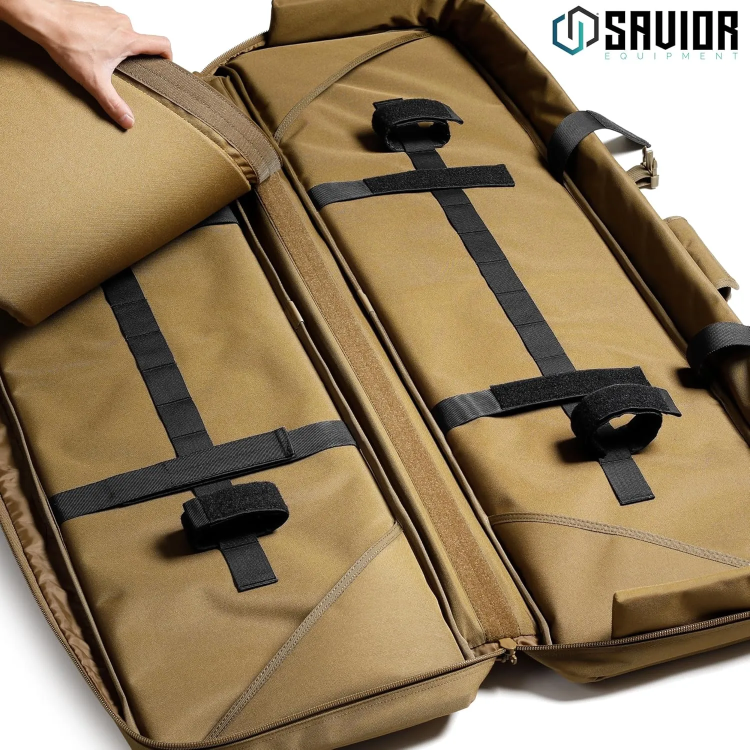 Savior Equipment Specialist Series Tactical Double Long Gun Bag Case Backpack 4 Pistol Handgun Storage, Lockable Zippers, Padded Drag Handles, w/Adjustable Shoulder Strap