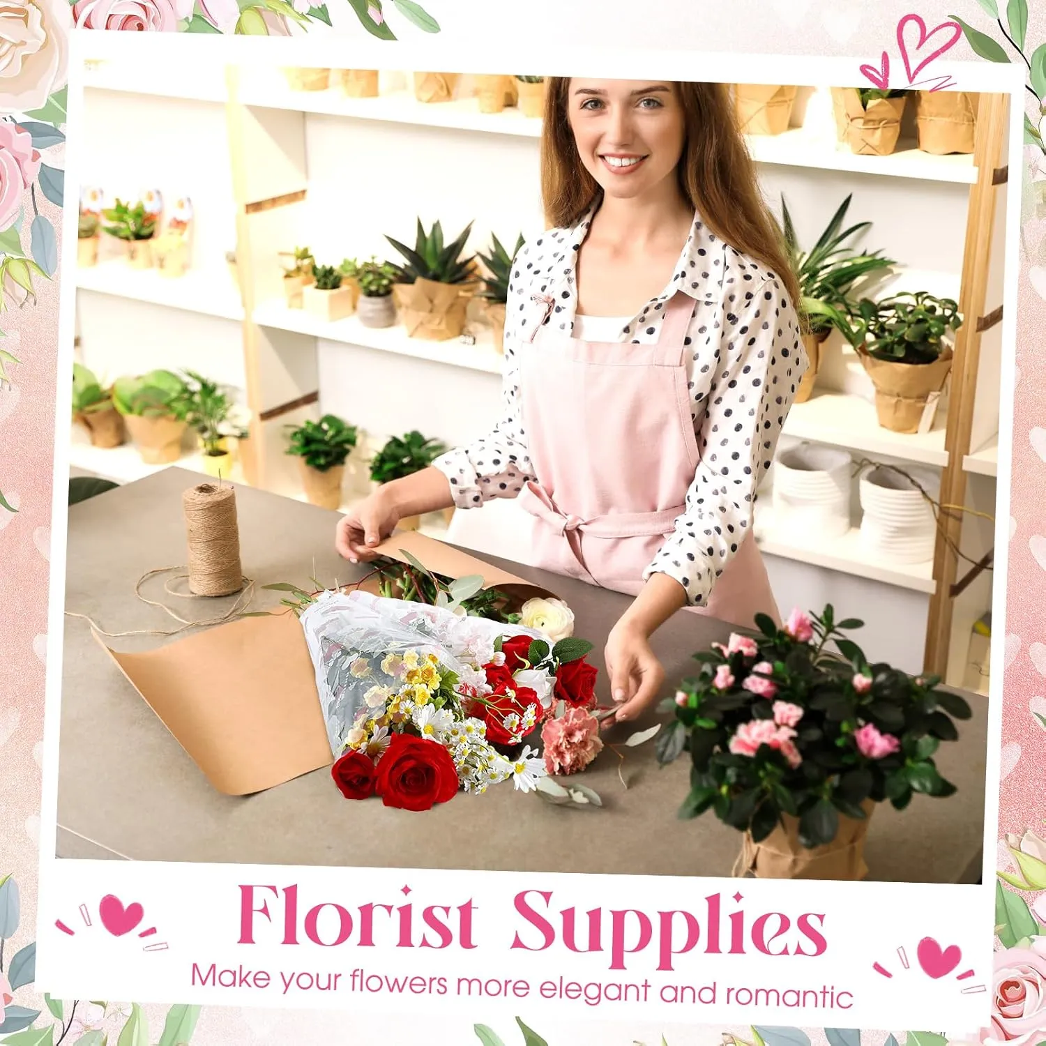 Sayglossy 100 Pcs Single Rose Sleeves for Flower Bouquets Wrapping Bags Plastic Floral Wraps Cellophane for Mother's Day Wedding Birthday Flower Arrangement Supplies(Pink)