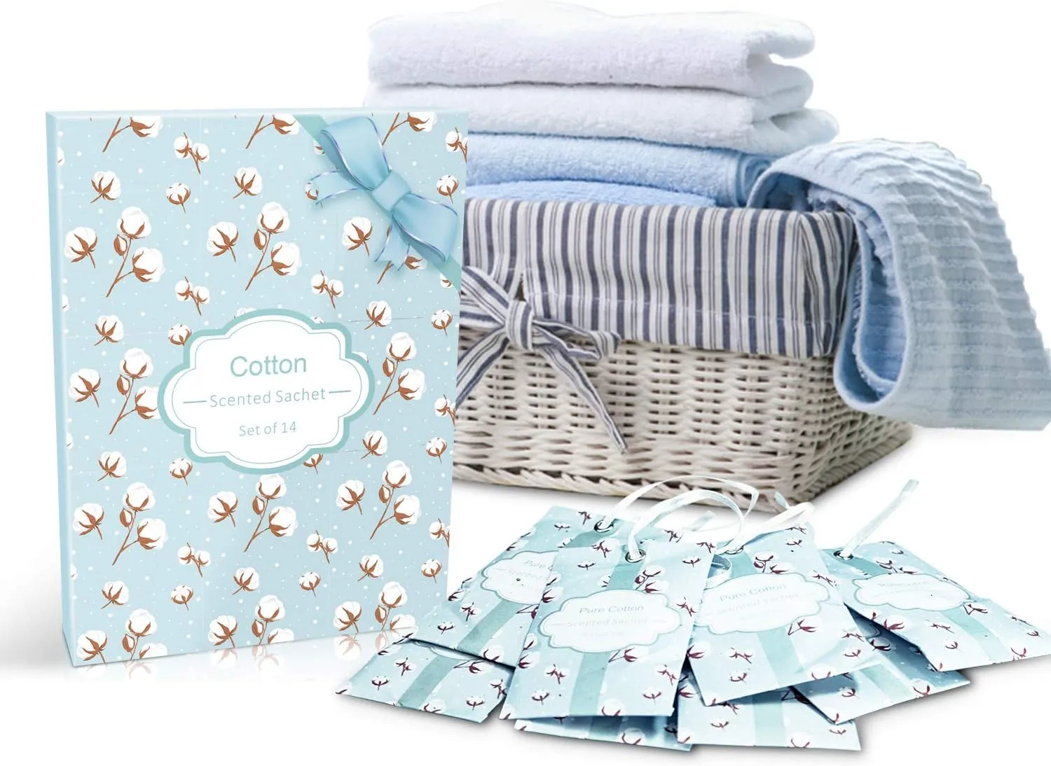 SCENTORINI Cotton Scented Sachets for Home, 14 Pack Bags Home Fragrance Sachet
